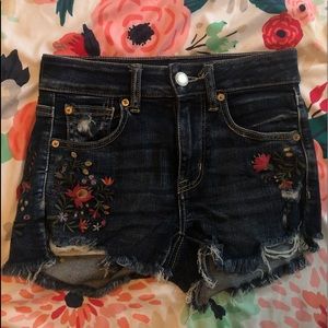 Floral American Eagle Denim Cutoff Shorts